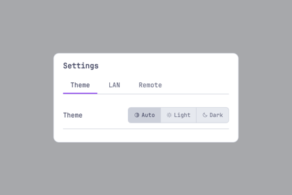 Settings panel