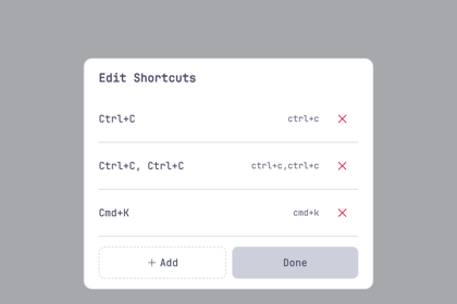 Shortcuts editor